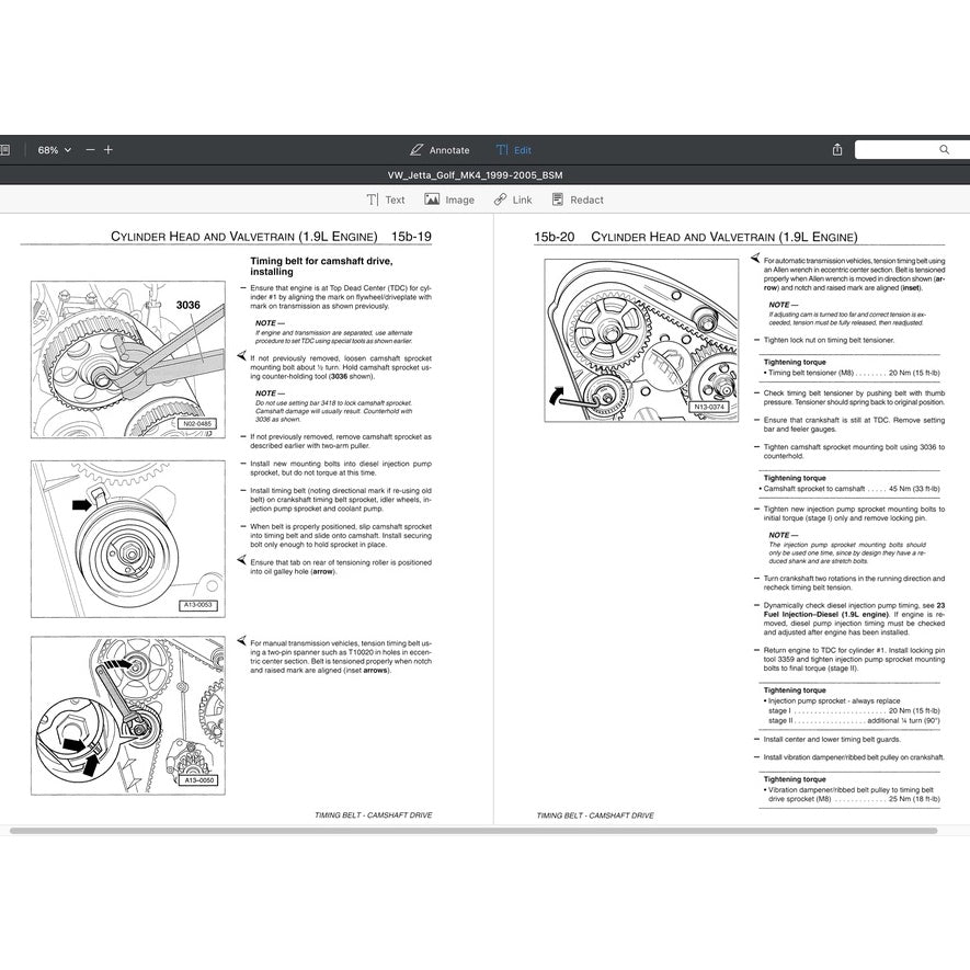 VW GOLF MK4 (1999-2005) SERVICE WORKSHOP MANUAL