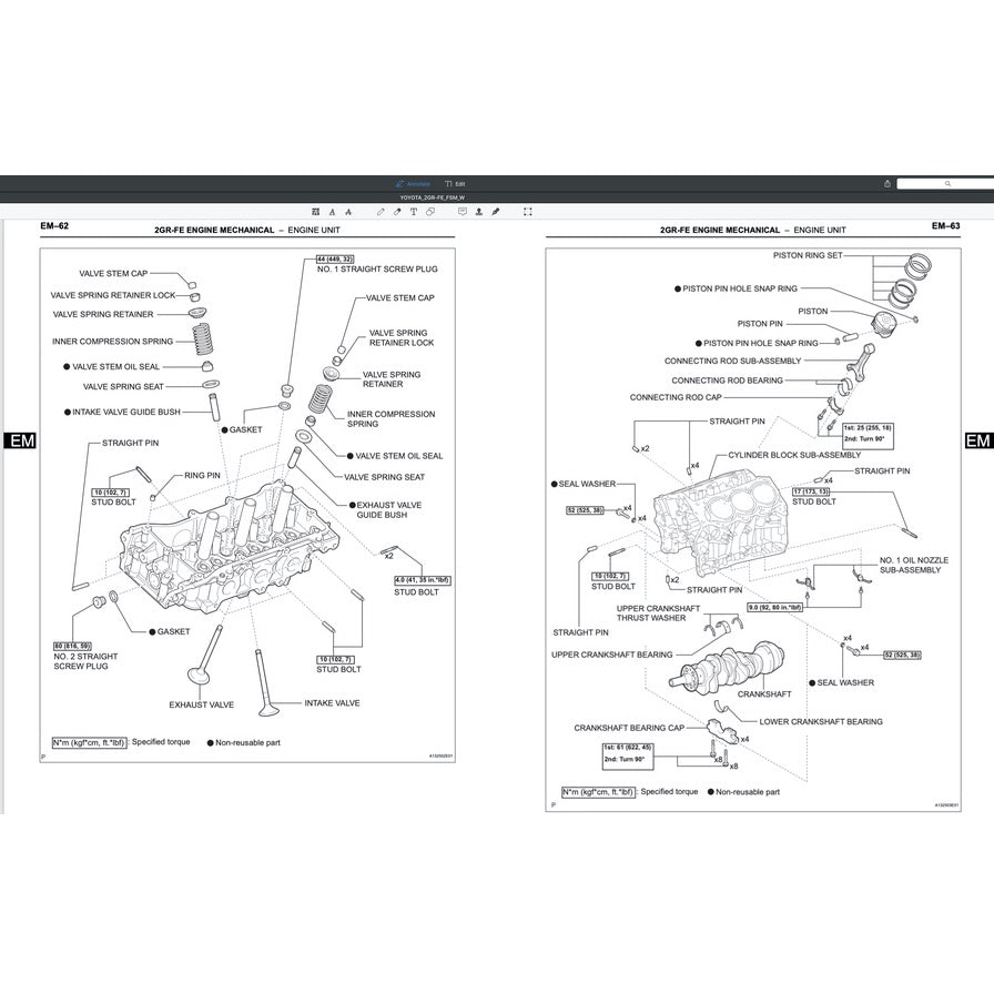 TOYOTA ENGINE 2GR-FE (3.5L DUAL VVT-i) SERVICE REPAIR WORKSHOP MANUAL