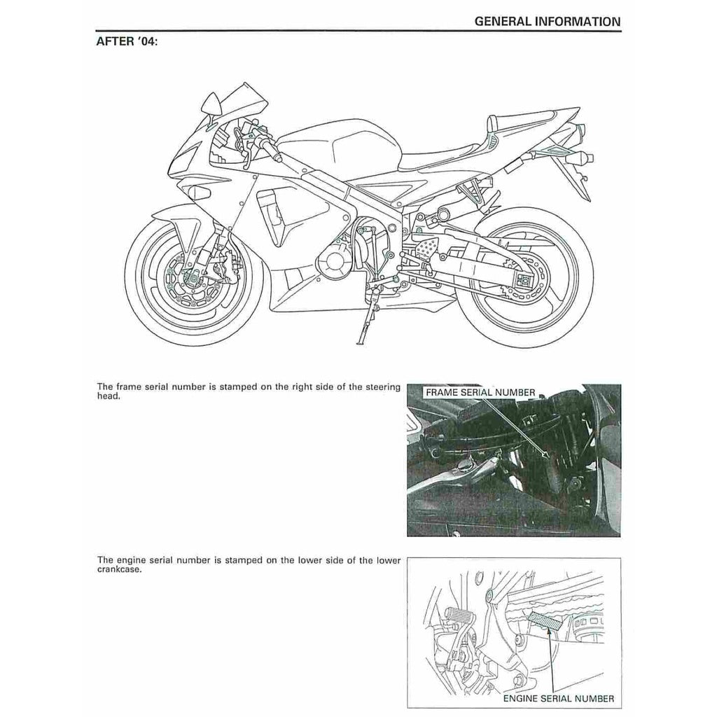 HONDA CBR600RR (2003-2006) SERVICE WORKSHOP MANUAL + PARTS CATALOGUE + OWNER'S MANUAL - CBR 600 RR