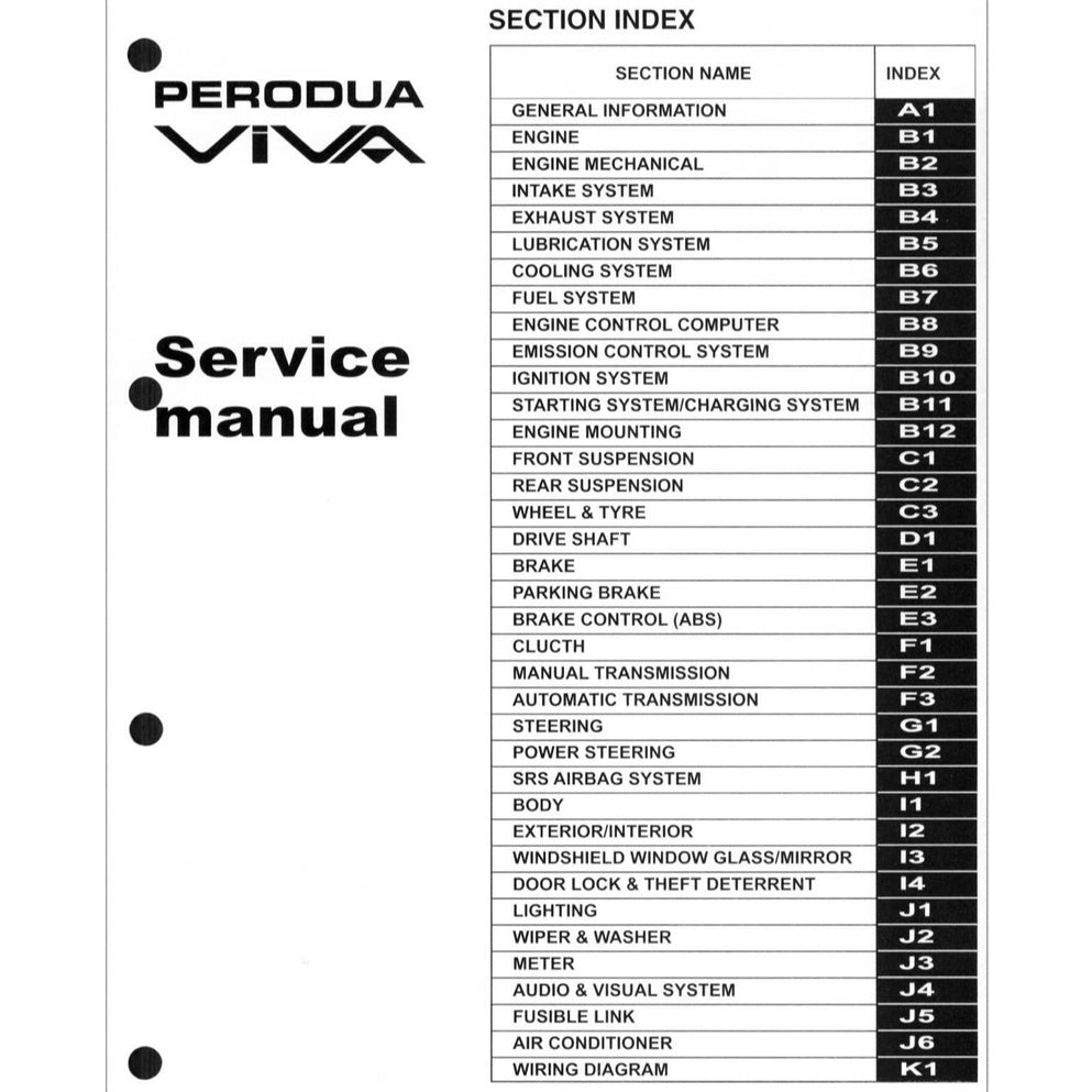 PERODUA VIVA (2007-2014) SERVICE WORKSHOP MANUAL