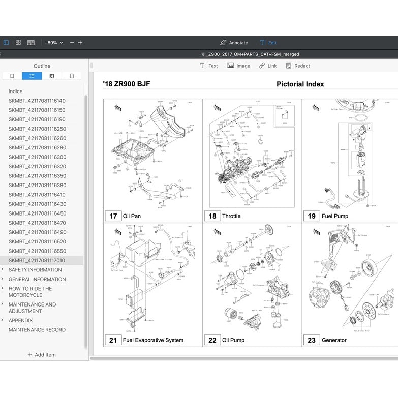 KAWASAKI Z900 ABS (2017+) SERVICE WORKSHOP MANUAL + PARTS CATALOGUE + OWNER'S MANUAL