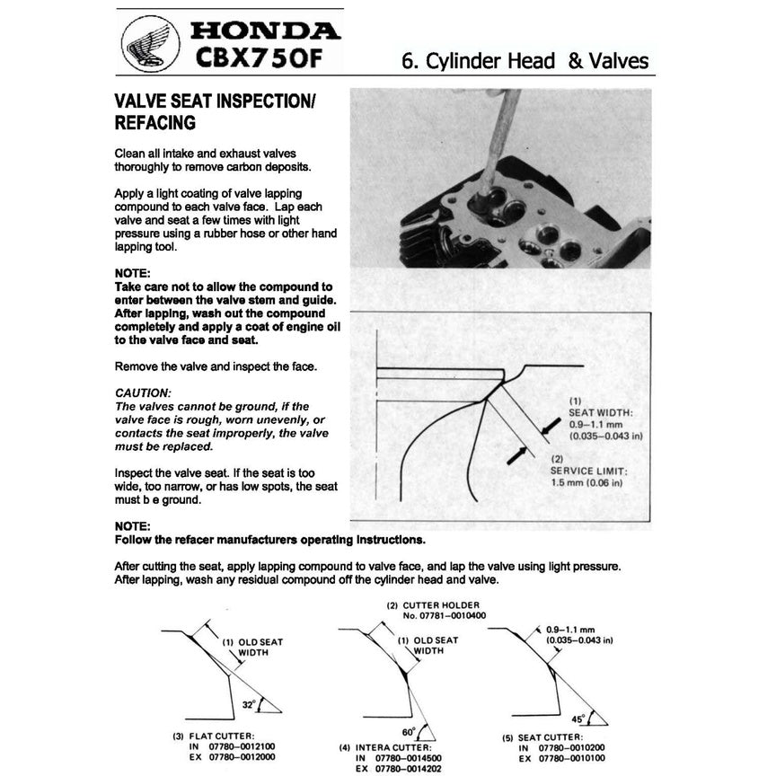 HONDA CBX 750F (1983-1988) SERVICE WORKSHOP MANUAL + PARTS CATALOGUE + OWNER'S MANUAL