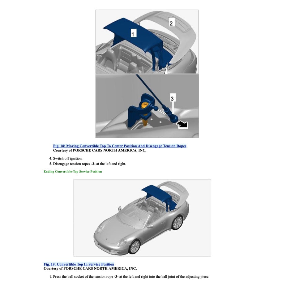 PORSCHE 911 991.1 (2011-2016) CONVERTIBLE TOP SERVICE REPAIR MANUAL
