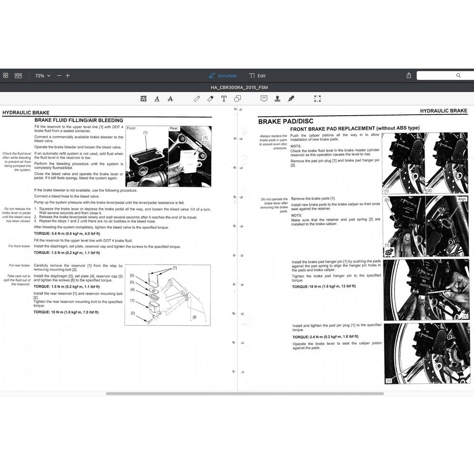 HONDA CBR 300 R (2015-2022) SERVICE WORKSHOP MANUAL + PARTS CATALOGUE + OWNER'S MANUAL / CBR300R