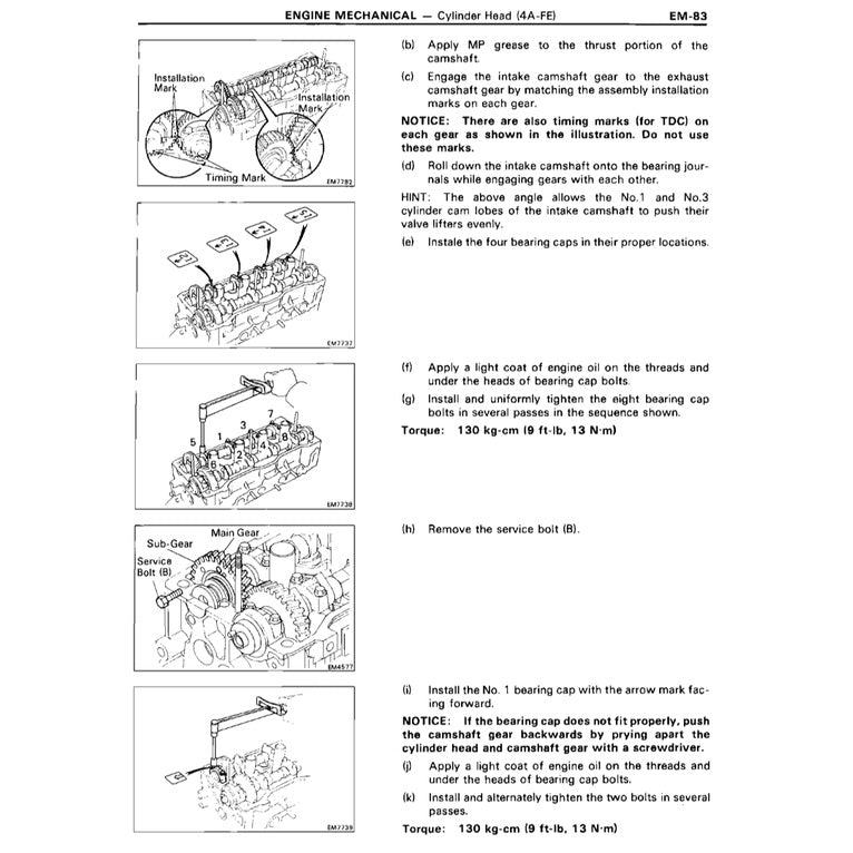 TOYOTA ENGINE 4A-FE SERVICE REPAIR WORKSHOP MANUAL