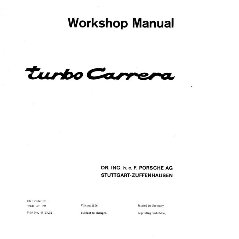 PORSCHE 911 930 T (1975-1987) SERVICE WORKSHOP MANUAL + PARTS CATALOGUE