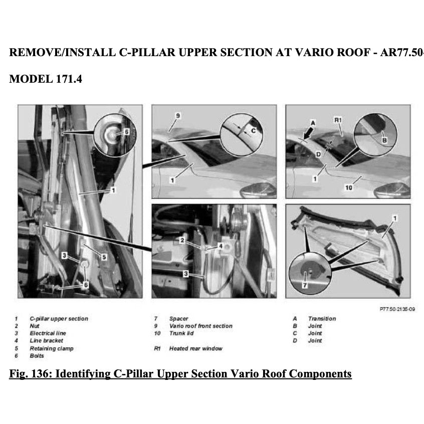 MERCEDES-BENZ SLK R171 (2004-2011) VARIO ROOF SERVICE REPAIR MANUAL