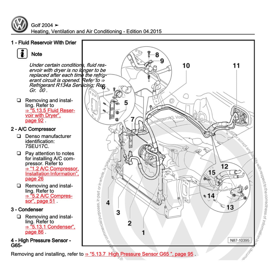 VW GOLF MK5 (2004-2009) SERVICE WORKSHOP MANUAL