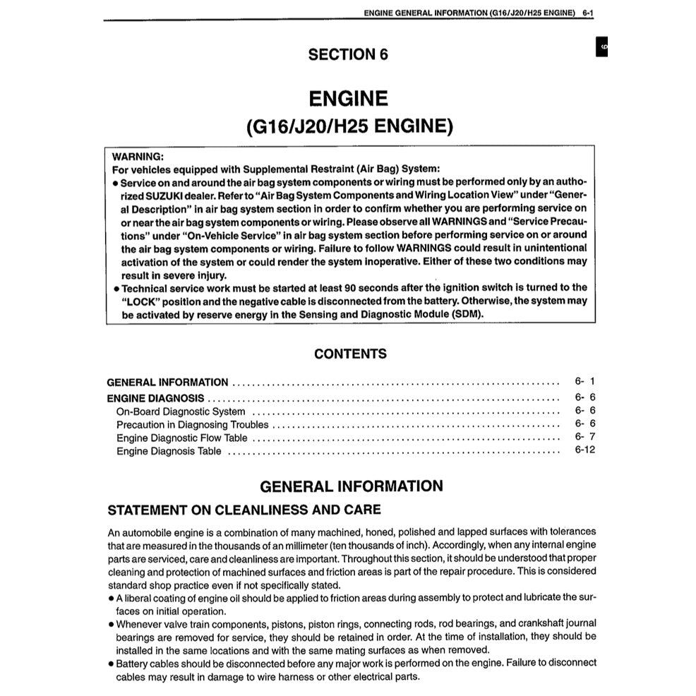 SUZUKI GRAND VITARA (1998-2005) SERVICE WORKSHOP MANUAL