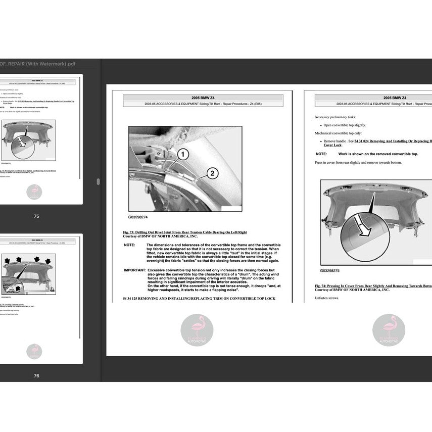 BMW Z4 E85 (2002-2008) CONVERTIBLE TOP REPAIR MANUAL