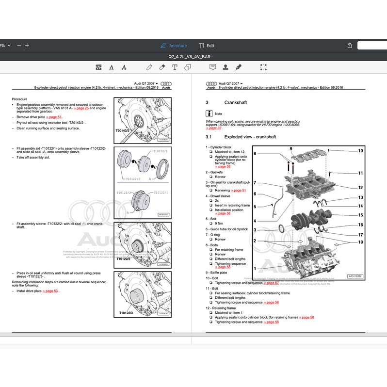 AUDI Q7 4L (2006-2015) SERVICE WORKSHOP MANUAL