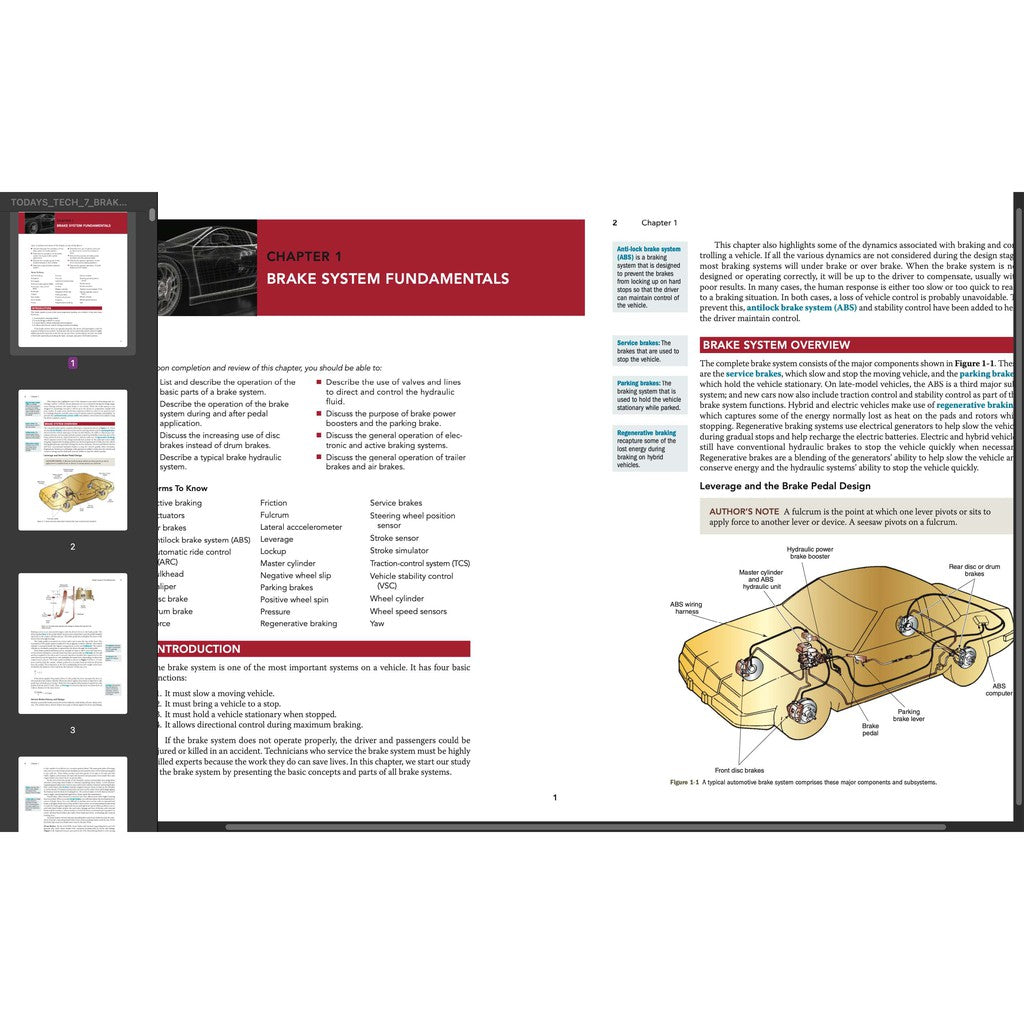TODAY'S TECHNICIAN: AUTOMOTIVE BRAKE SYSTEMS - TRAINING & WORKSHOP MANUALS