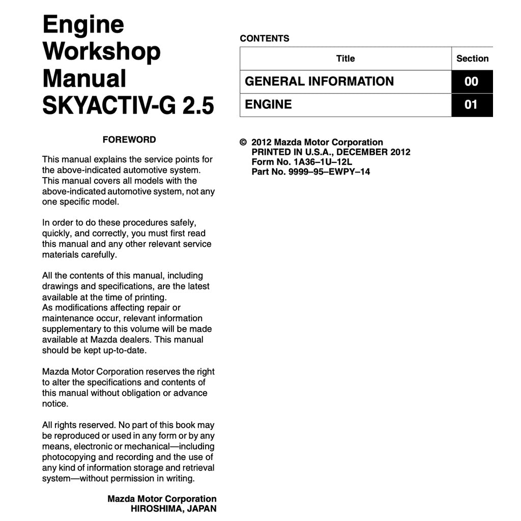 MAZDA 6 GJ1 (2013-2021) SERVICE WORKSHOP MANUAL