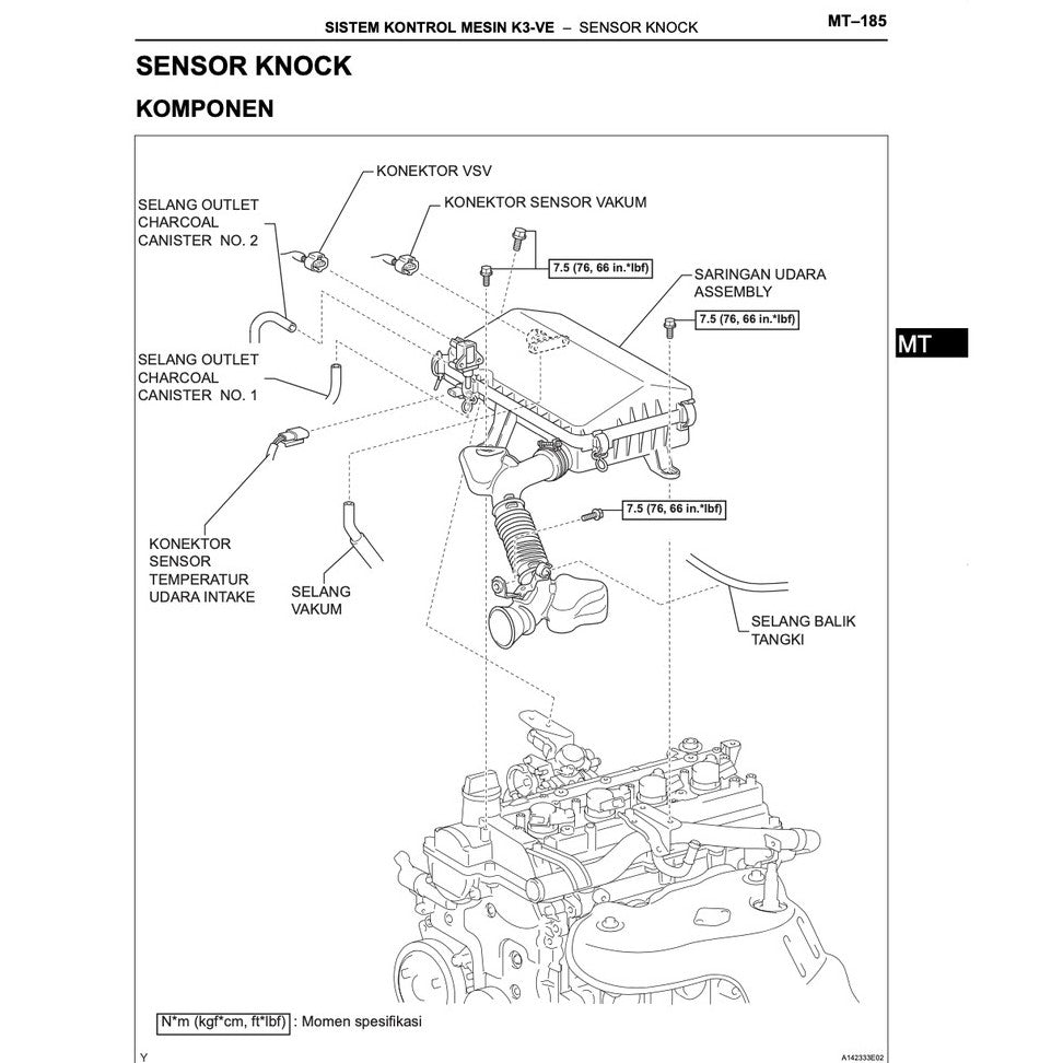 TOYOTA AVANZA F601/651 K3-VE (2004-2015) ENGINE SERVICE WORKSHOP MANUAL - BAHASA (INDO) VERSION