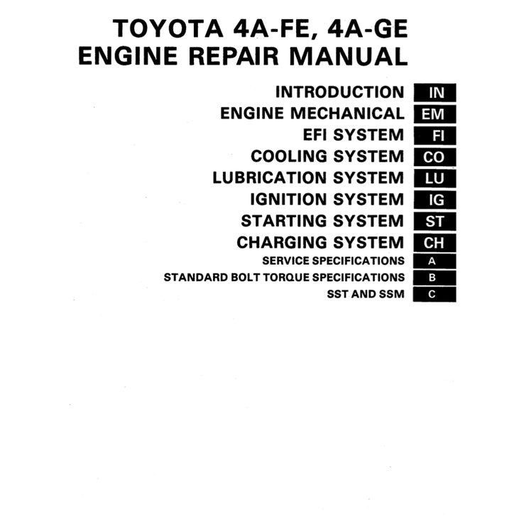 TOYOTA ENGINE 4A-FE / 4A-GE (16V) SERVICE REPAIR WORKSHOP MANUAL