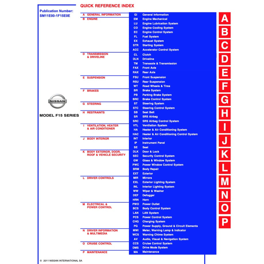 NISSAN JUKE F15 (2010-2019) SERVICE WORKSHOP MANUAL