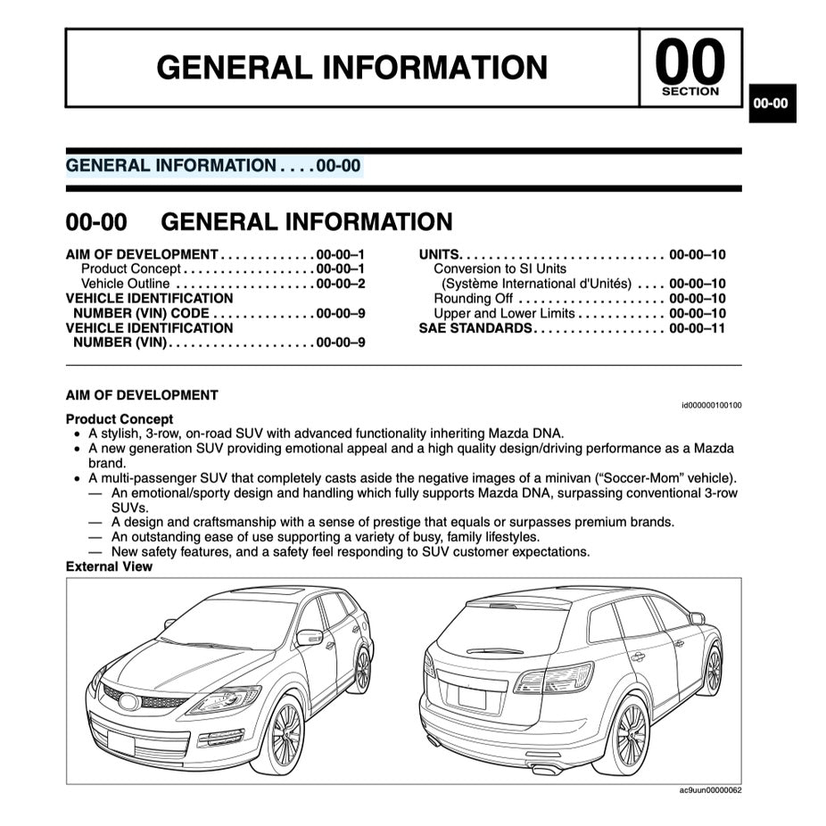 MAZDA CX-9 TB (2007-2015) SERVICE WORKSHOP MANUAL