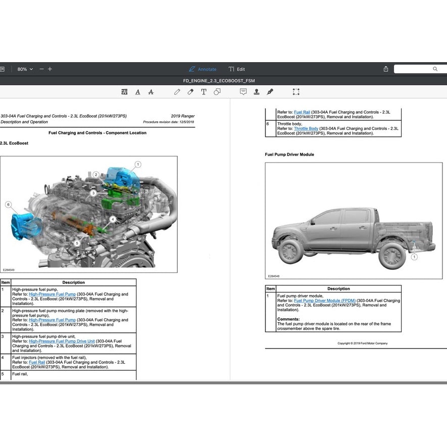 FORD 2.3L ECOBOOST ENGINE SERVICE WORKSHOP MANUAL - Ford Ranger/ Ford Mustang/ Ford Focus RS