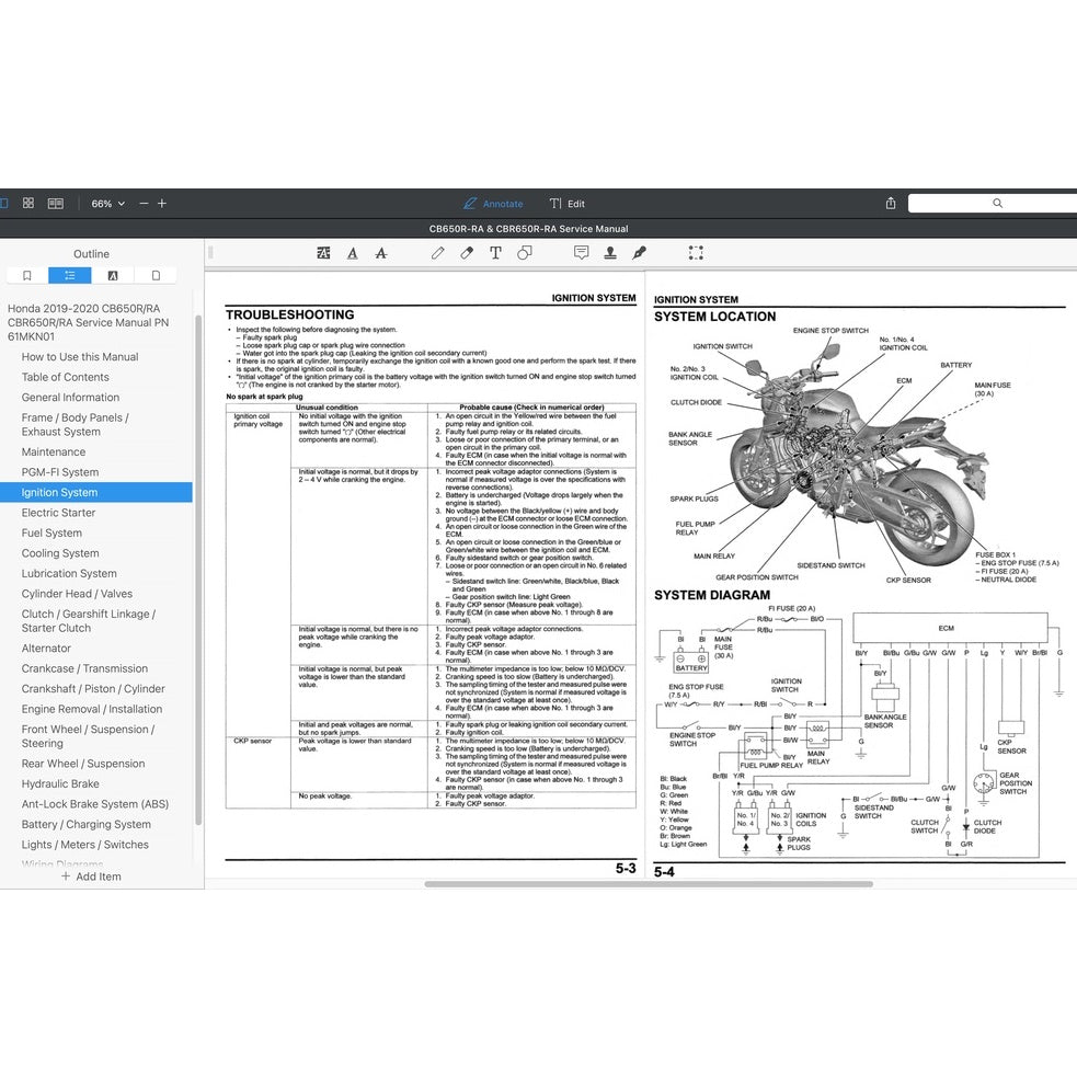 HONDA CBR650R CBR650 RH01 (2019-2020) SERVICE WORKSHOP MANUAL + PARTS CATALOGUE + OWNER'S MANUAL / CBR 650 R