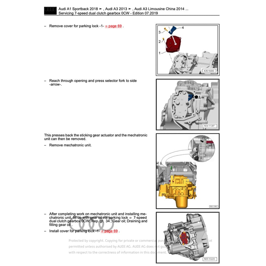 AUDI A3 (2013-2020) SERVICE WORKSHOP MANUAL