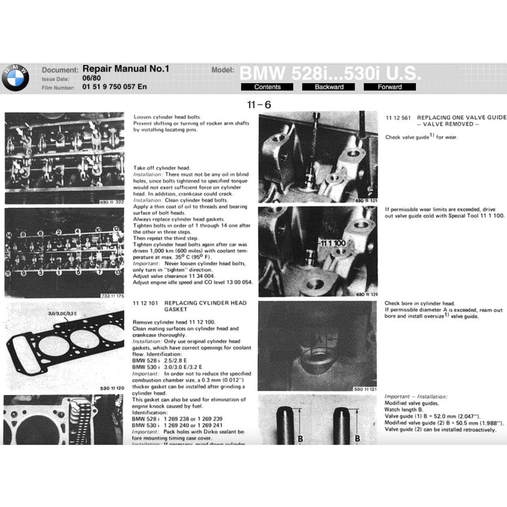 BMW 5 SERIES E28 (1982-1988) SERVICE WORKSHOP MANUAL