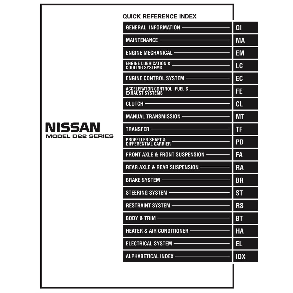 NISSAN NAVARA / FRONTIER D22 (1997-2004-2014) SERVICE WORKSHOP MANUAL