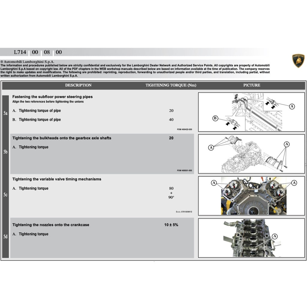 LAMBORGHINI GALLARDO LP560 (2008-2013) SERVICE WORKSHOP MANUAL