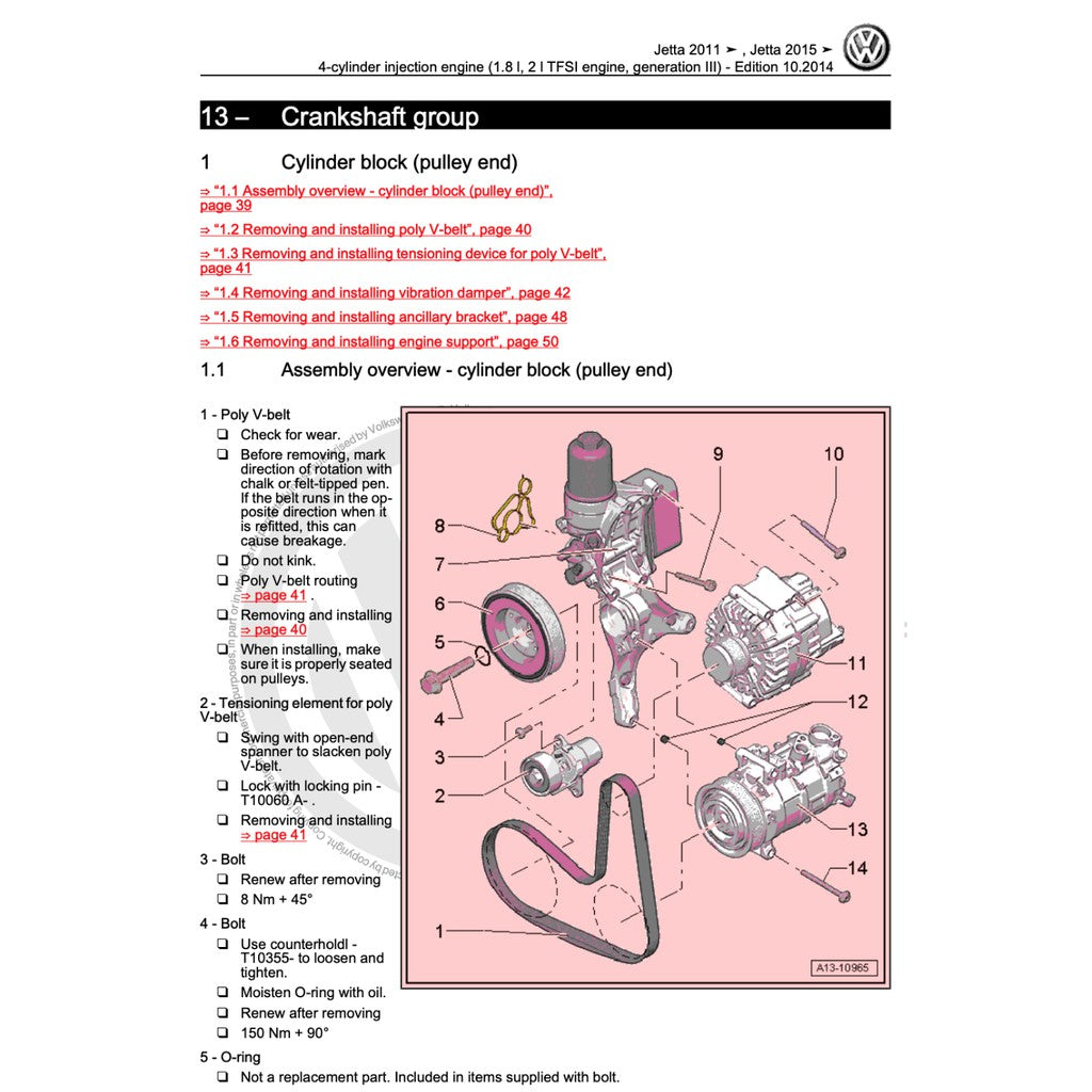 VW JETTA A6 (2011-2018) SERVICE WORKSHOP MANUAL