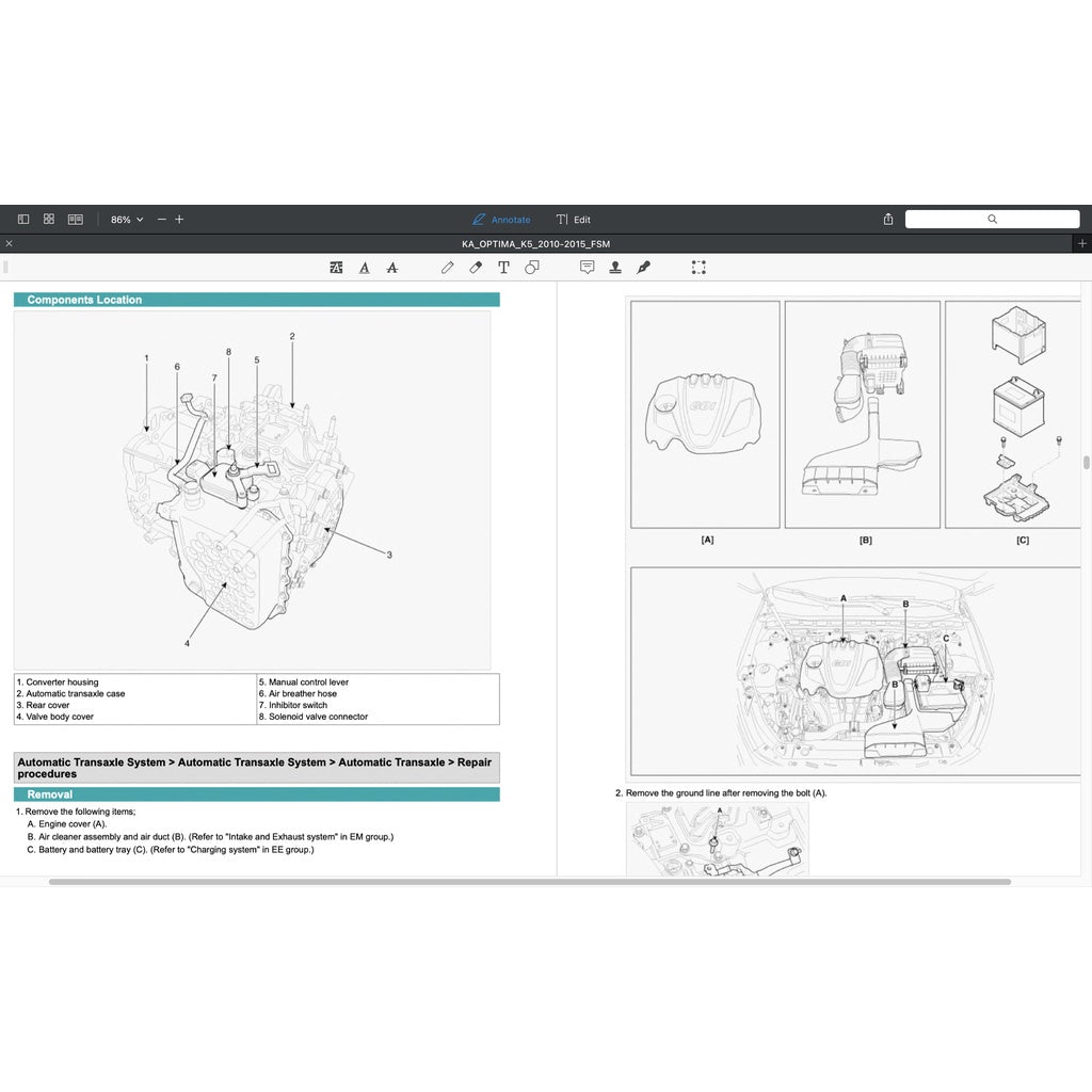 KIA OPTIMA K5 TF (2010-2015) SERVICE WORKSHOP MANUAL