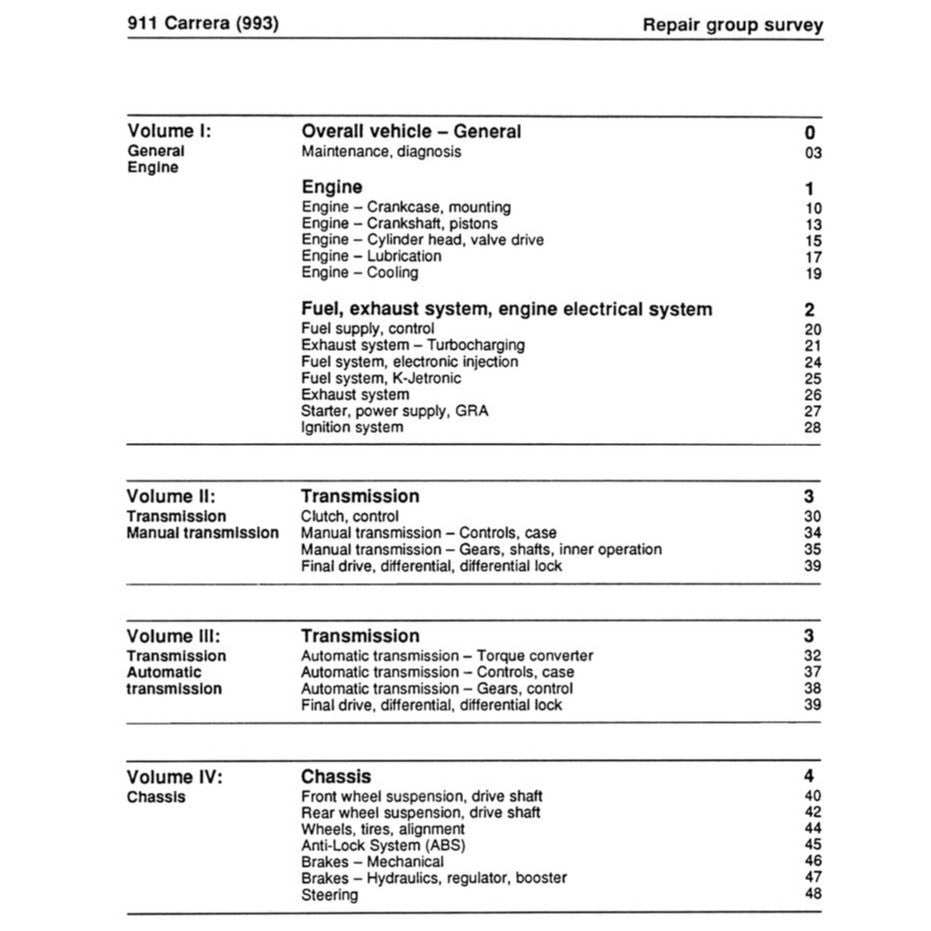 PORSCHE 911 993 (1994-1998) SERVICE WORKSHOP MANUAL + PARTS CATALOGUE