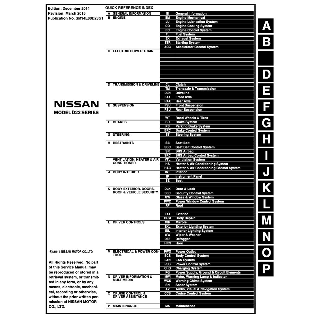 NISSAN NAVARA D23 / NP300 (2014+) FACTORY SERVICE WORKSHOP MANUAL