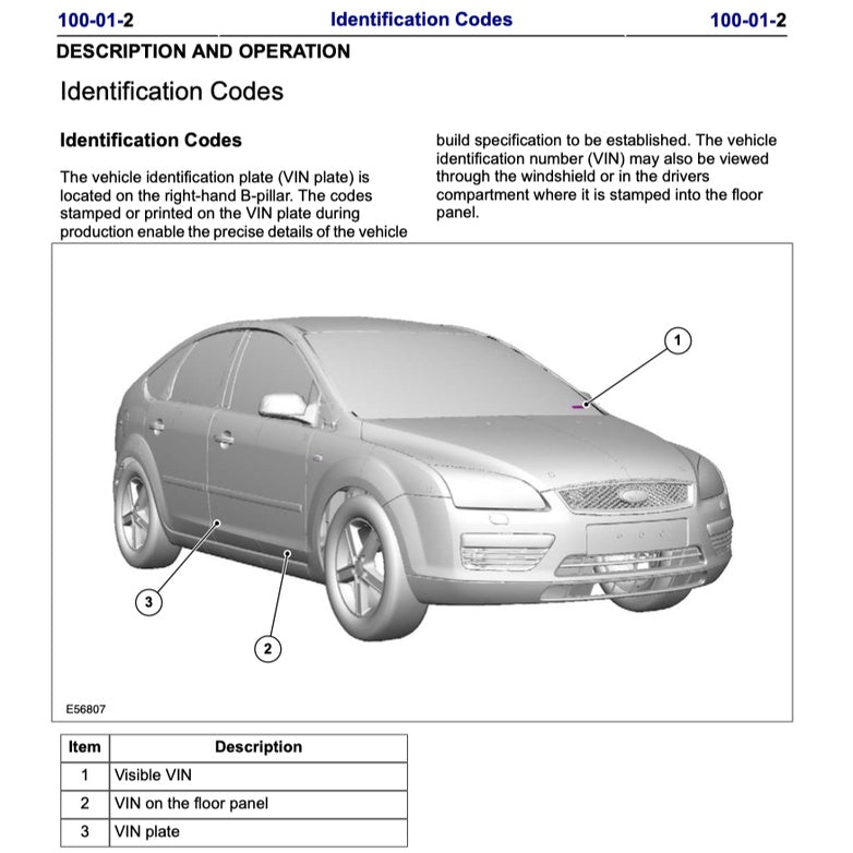 FORD FOCUS ST MK2 C307 (2005-2010) SERVICE WORKSHOP MANUAL