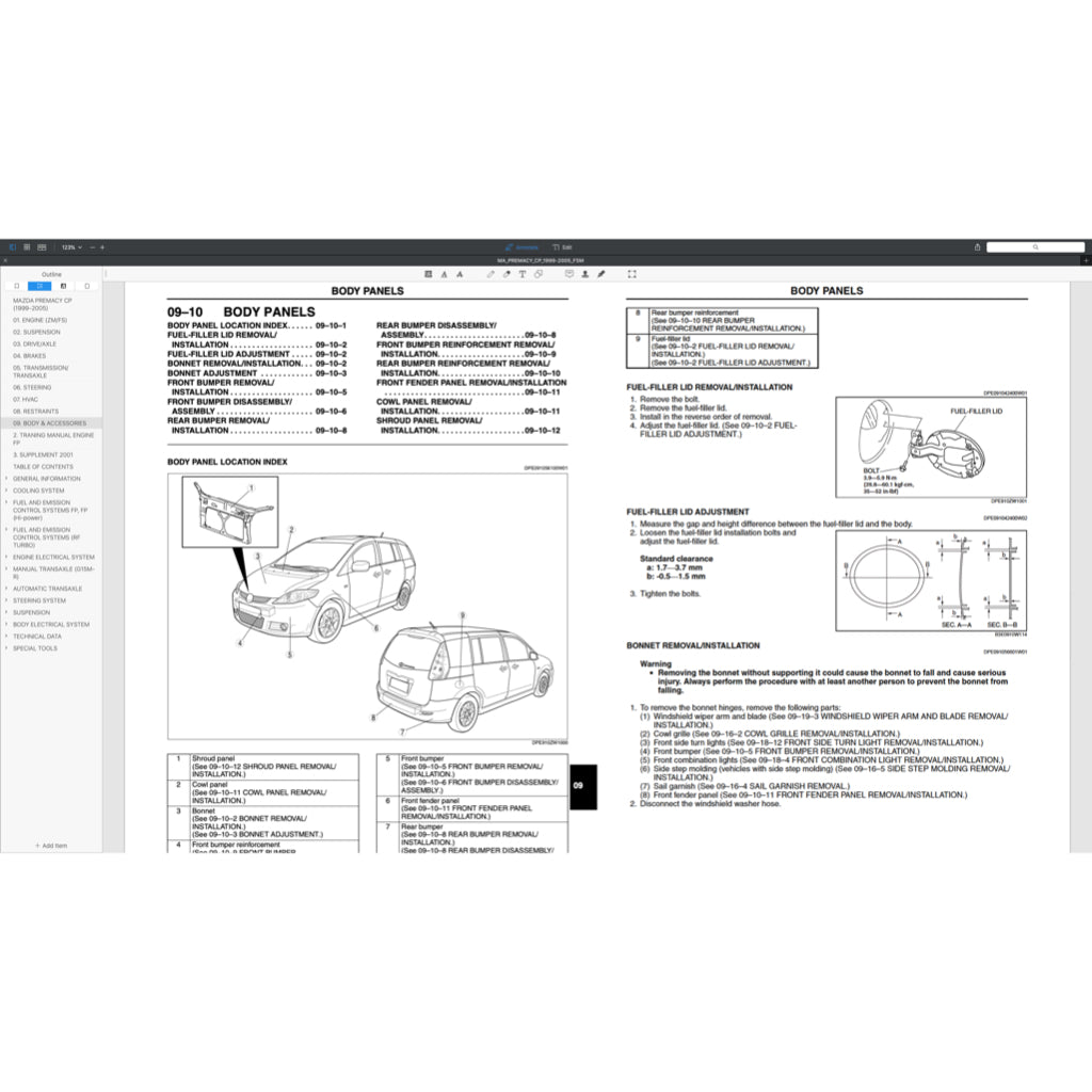 MAZDA MPV PREMACY CP (1999-2005) SERVICE WORKSHOP MANUAL