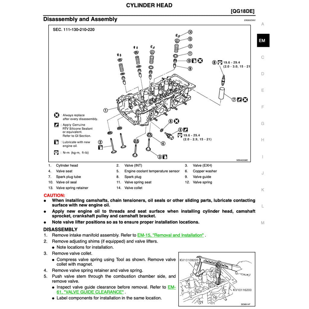 NISSAN SENTRA / SUNNY B15 (1999-2006) SERVICE WORKSHOP MANUAL