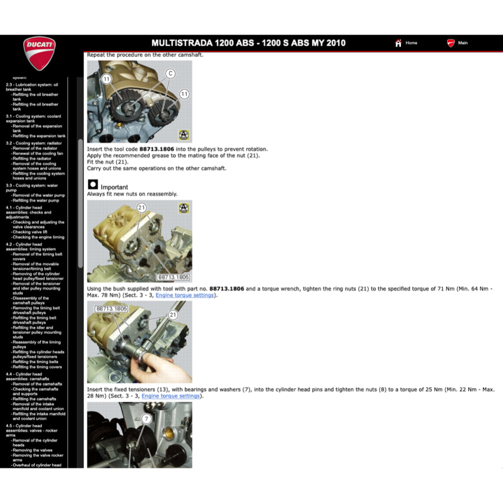 DUCATI MULTISTRADA 1200S (2010-2012) SERVICE WORKSHOP MANUAL + PARTS CATALOGUE + OWNER'S MANUAL