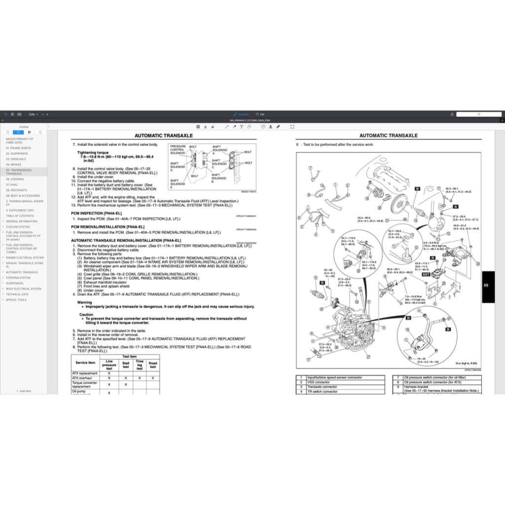 MAZDA MPV PREMACY CP (1999-2005) SERVICE WORKSHOP MANUAL