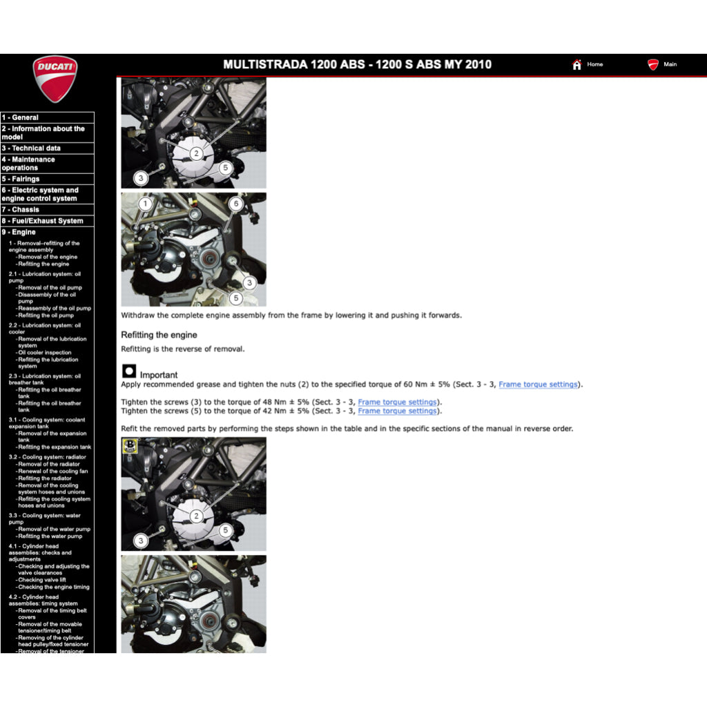 DUCATI MULTISTRADA 1200S (2010-2012) SERVICE WORKSHOP MANUAL + PARTS CATALOGUE + OWNER'S MANUAL