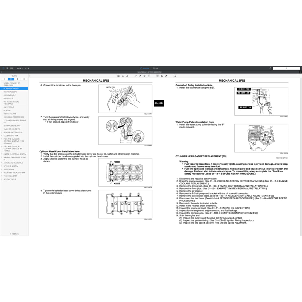 MAZDA MPV PREMACY CP (1999-2005) SERVICE WORKSHOP MANUAL