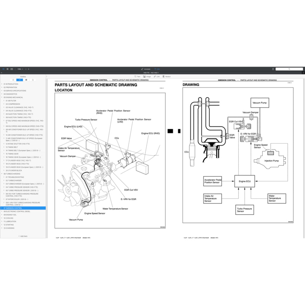 TOYOTA ENGINE 1HD-T / 1HD-FT / 1 HD-FTE / 1HZ SERVICE REPAIR WORKSHOP MANUAL