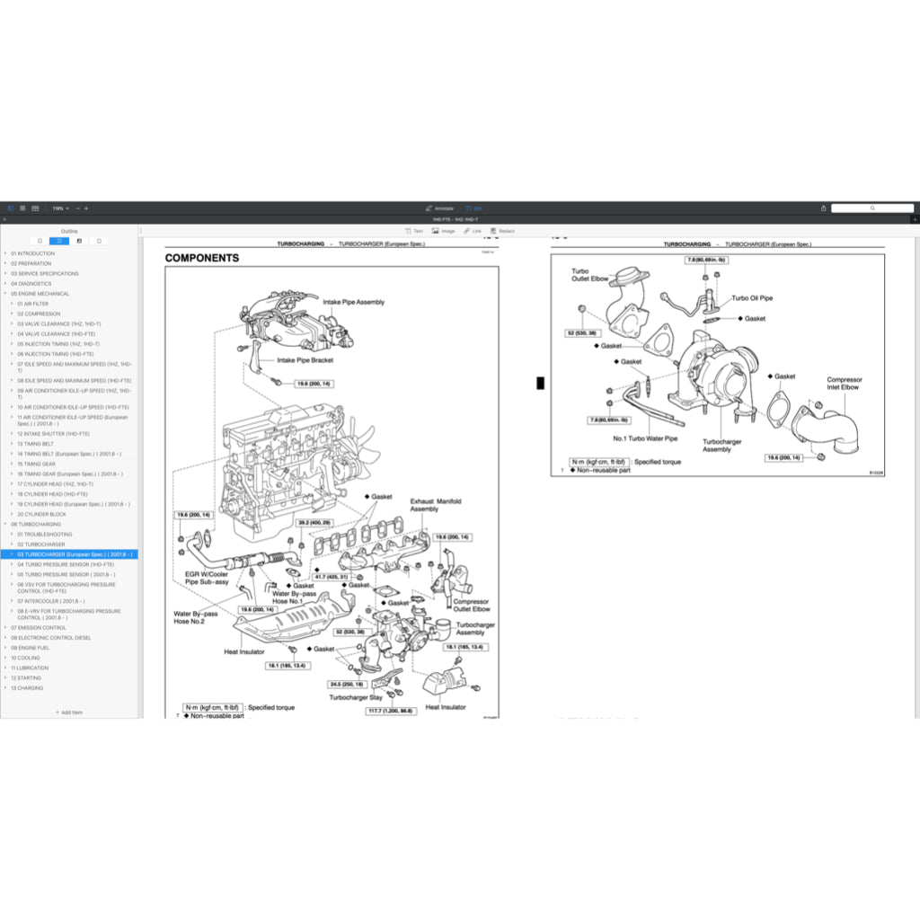 TOYOTA ENGINE 1HD-T / 1HD-FT / 1 HD-FTE / 1HZ SERVICE REPAIR WORKSHOP MANUAL