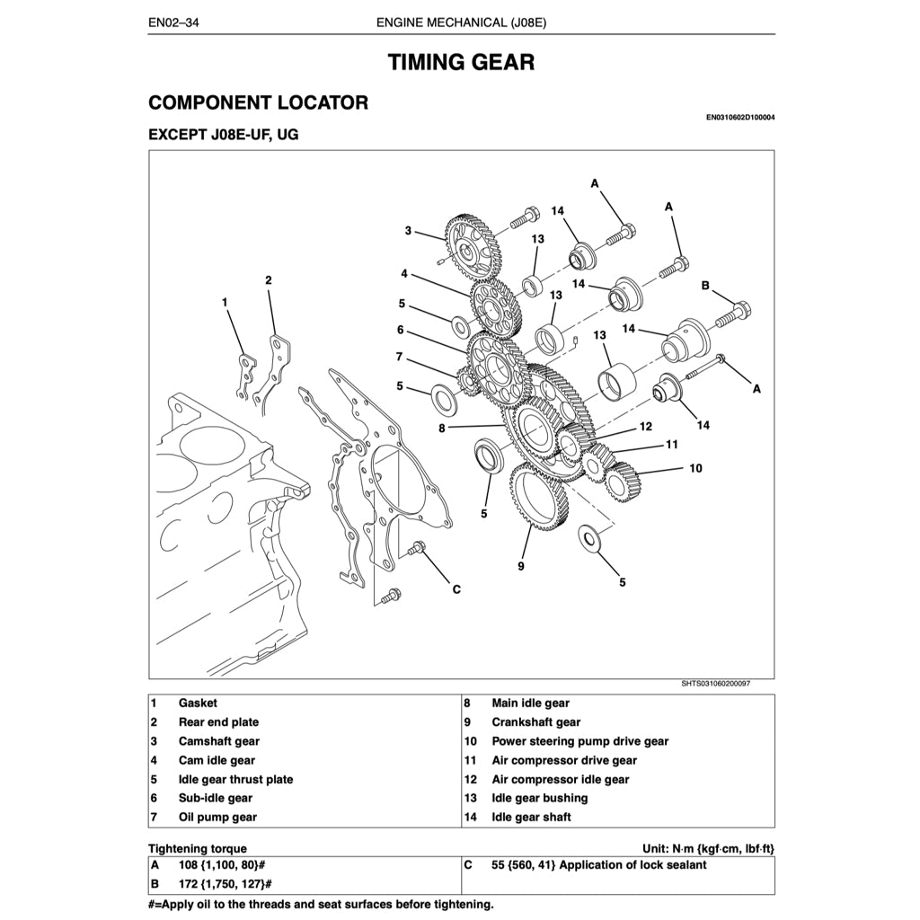 HINO ENGINE J08E-TI/VB/VC WORKSHOP SERVICE REPAIR MANUAL