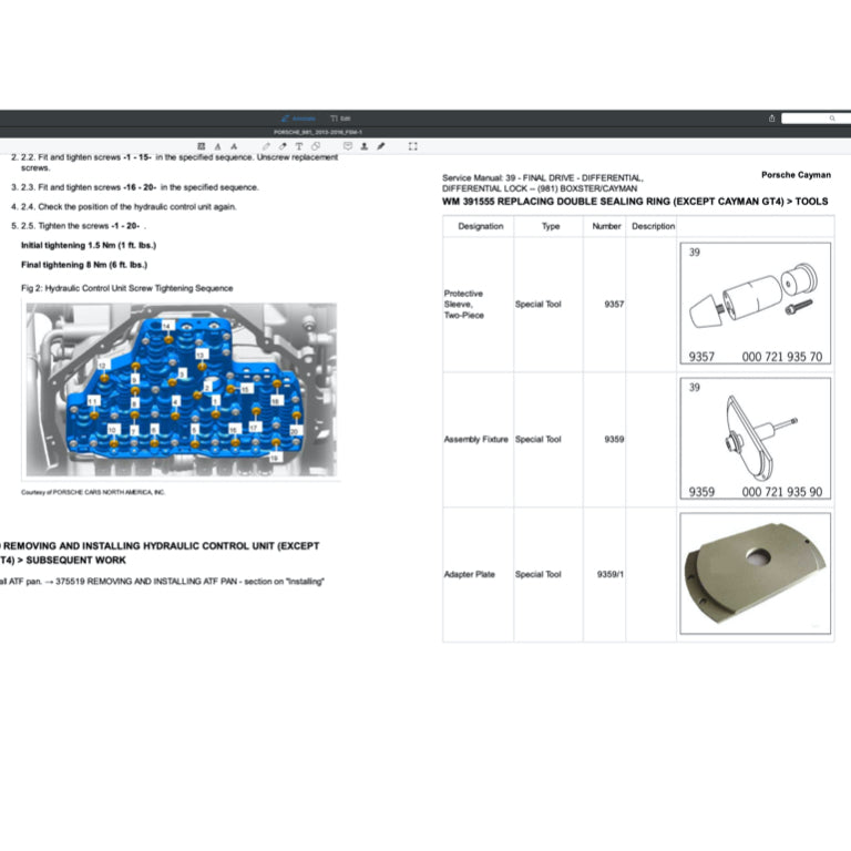 PORSCHE CAYMAN / BOXSTER 981 (2013-2016) SERVICE WORKSHOP MANUAL + PARTS CATALOGUE