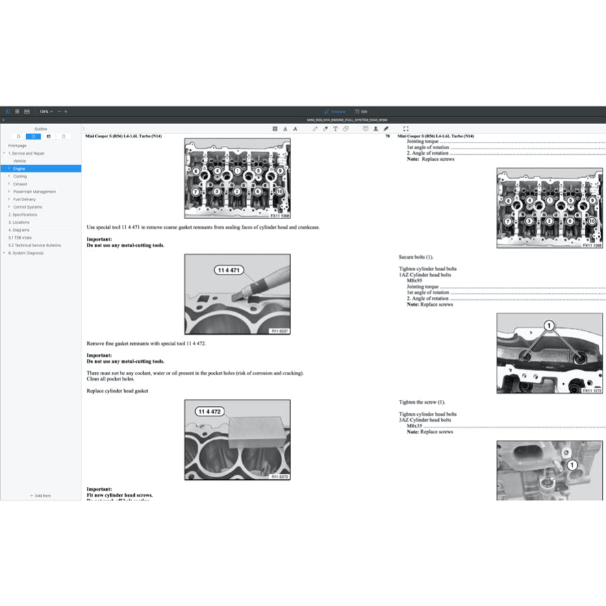 MINI COOPER S R55/56/57 N14 (2006-2012) ENGINE SERVICE WORKSHOP MANUAL + COMPONENT LOCATION+ WIRING