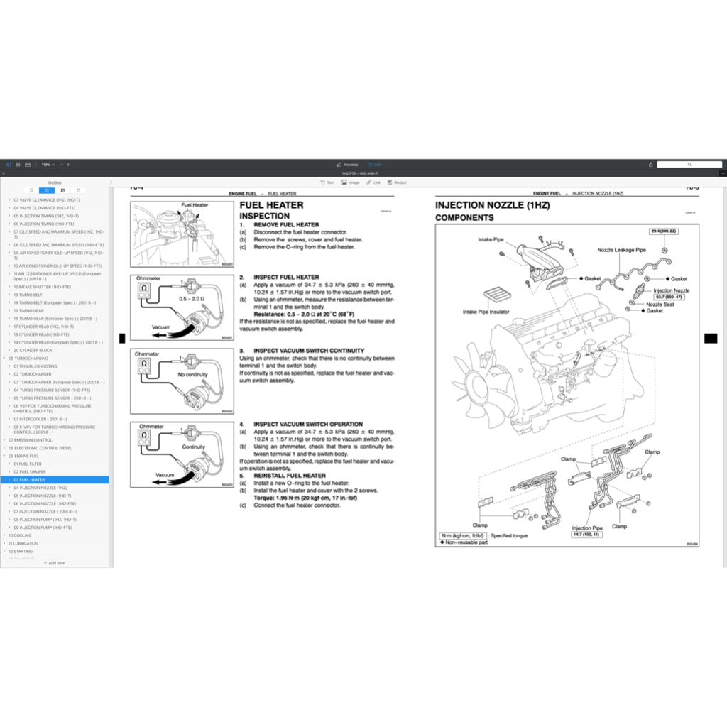 TOYOTA ENGINE 1HD-T / 1HD-FT / 1 HD-FTE / 1HZ SERVICE REPAIR WORKSHOP MANUAL