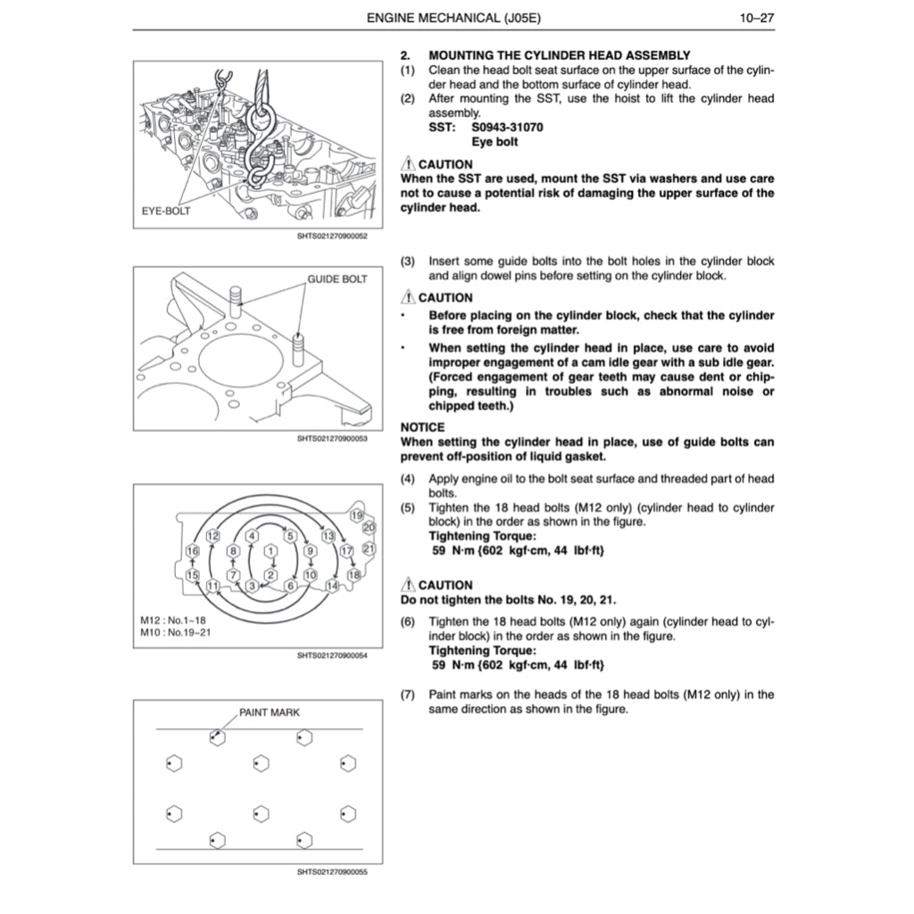 HINO ENGINE J05E WORKSHOP SERVICE REPAIR MANUAL
