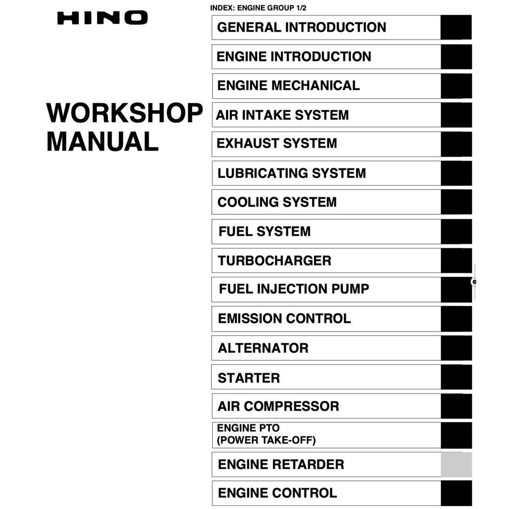 HINO ENGINE J08E-TI/VB/VC WORKSHOP SERVICE REPAIR MANUAL