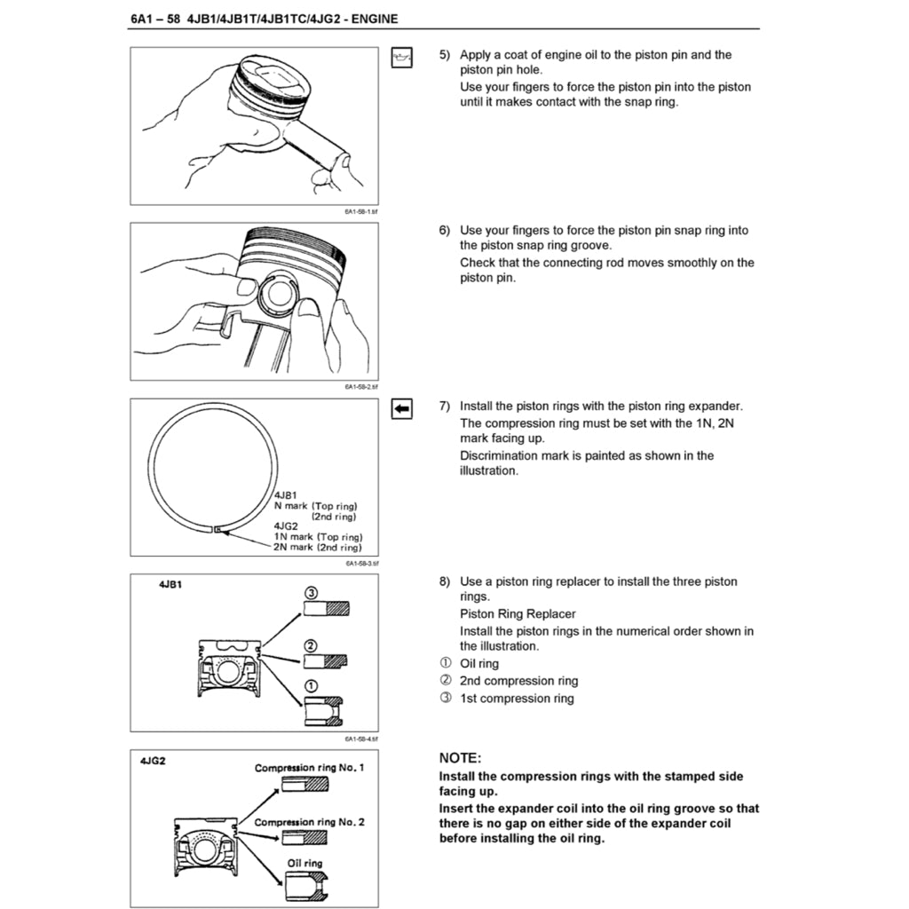 ISUZU ENGINE 4J SERIES (B1/B1T/B1TC/G2) SERVICE WORKSHOP MANUAL