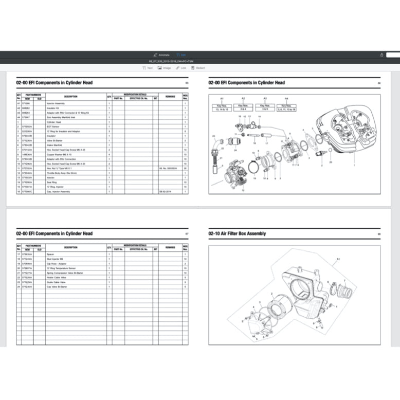 ROYAL ENFIELD CONTINENTAL GT 535 (2013-2016) SERVICE WORKSHOP MANUAL + PARTS CATALOGUE + OWNER'S MANUAL