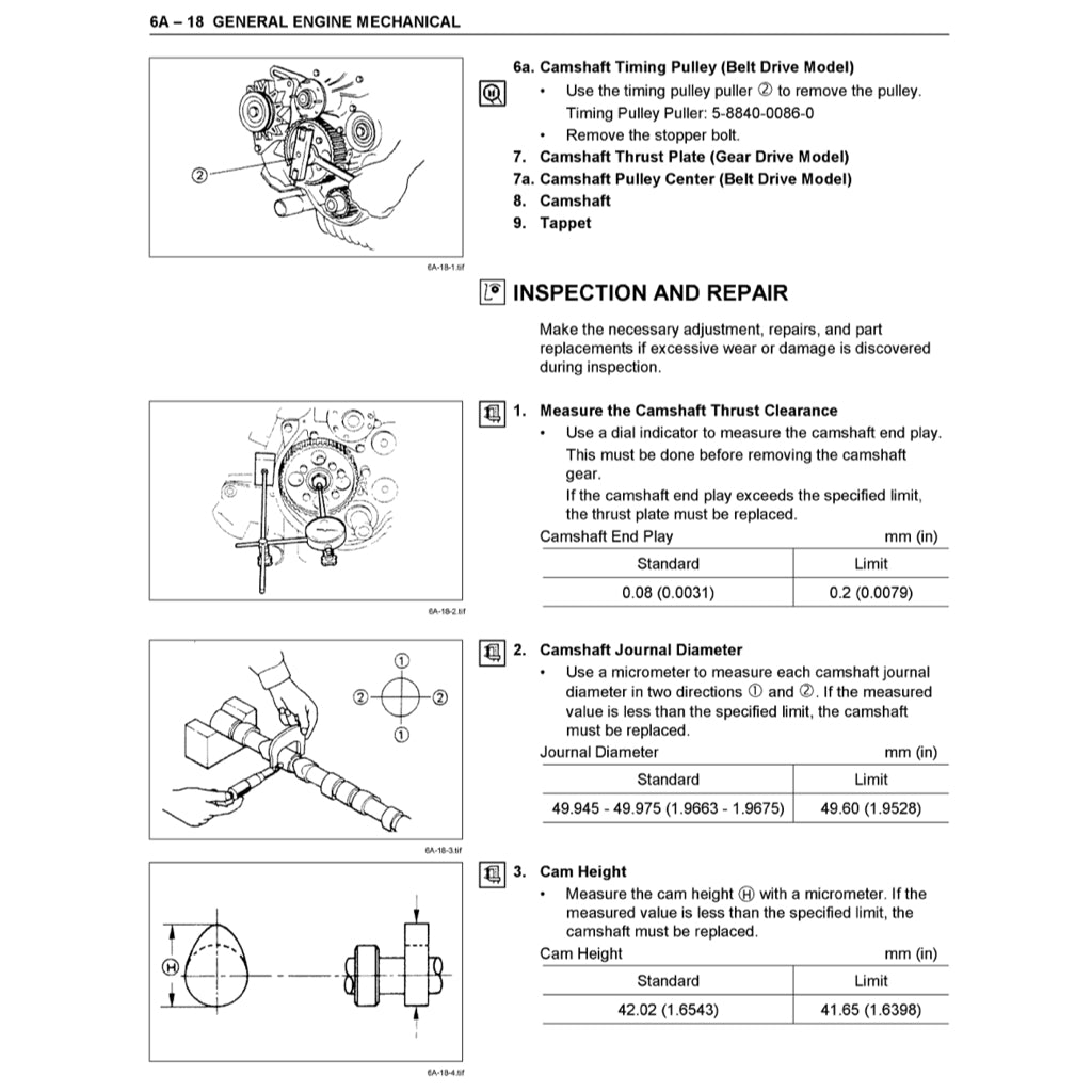 ISUZU ENGINE 4J SERIES (B1/B1T/B1TC/G2) SERVICE WORKSHOP MANUAL