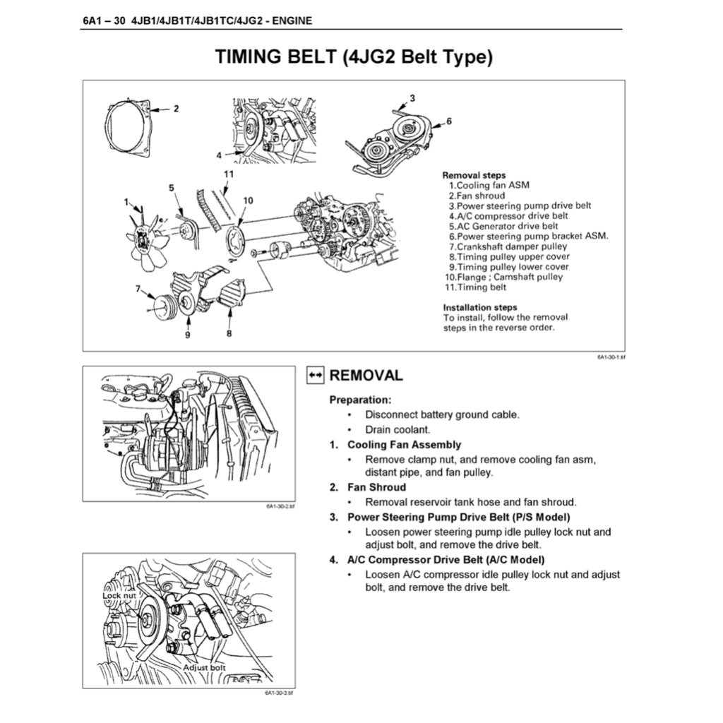 ISUZU ENGINE 4J SERIES (B1/B1T/B1TC/G2) SERVICE WORKSHOP MANUAL